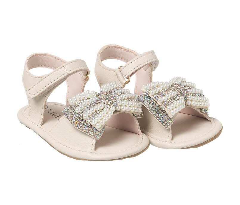 Sandália Infantil Feminina Bambina Pérolas Offwhite - Xuá Xuá