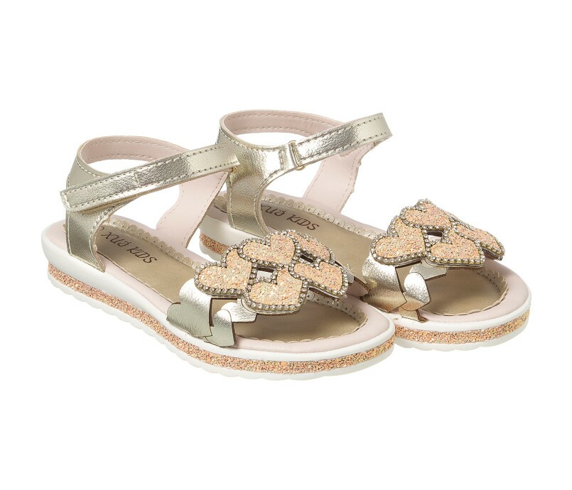 Sandália Infantil Feminina Flat Comfort Coração Ouro - Xuá Xuá