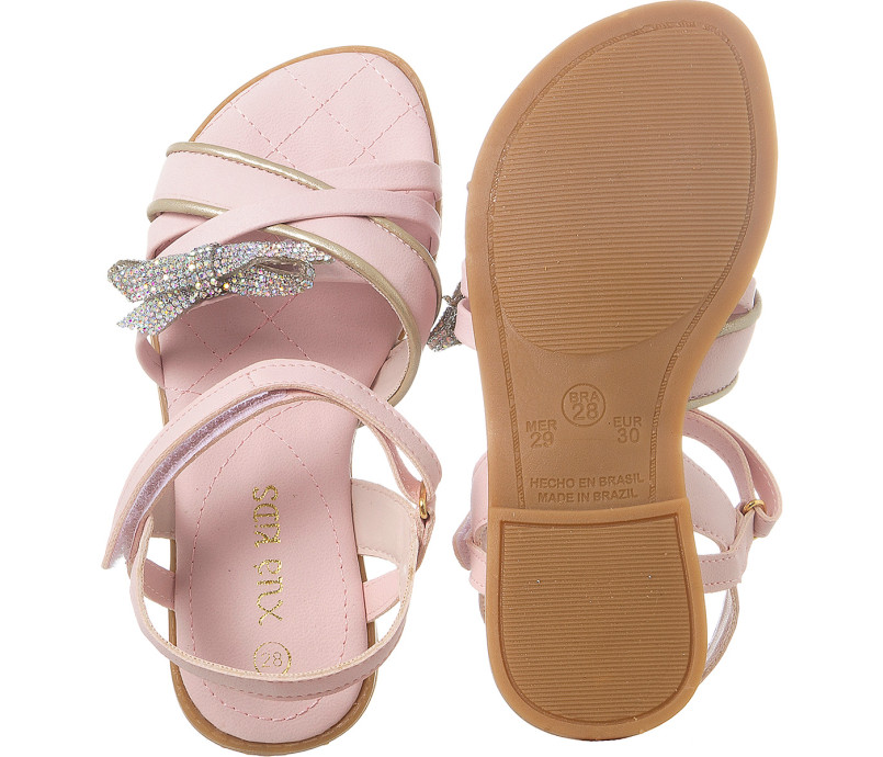 Sand lia Infantil Feminina Aquarela Strass Nude Xu Xu
