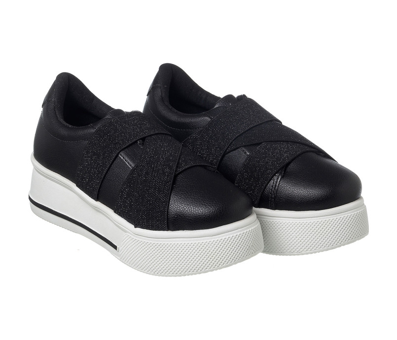 T nis Infantil Feminino Flat Magic El sticos Preto Xu Xu