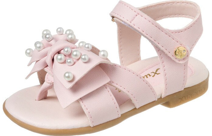 Sandália Infantil Feminina Adoleta Laço Pérolas Nude