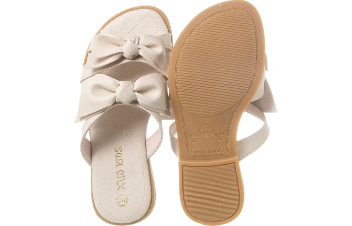 Sandália Infantil Feminina Aquarela Laços Offwhite - Xuá Xuá