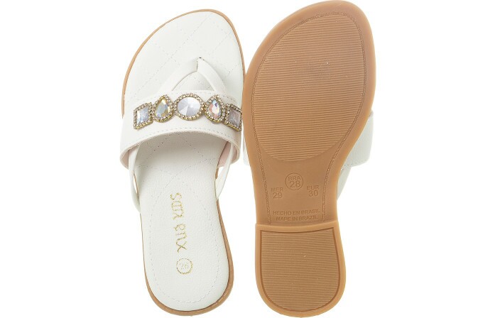 Sandália Infantil Feminina Aquarela Strass Branco - Xuá Xuá