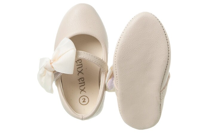 Sapatilha Infantil Feminina Bico Fino Mini-Me Laço Offwhite - Xuá Xuá