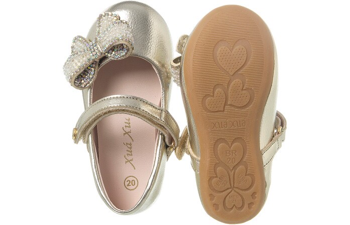Sapatilha Infantil Feminina Little Woman Strass Ouro - Xuá Xuá 