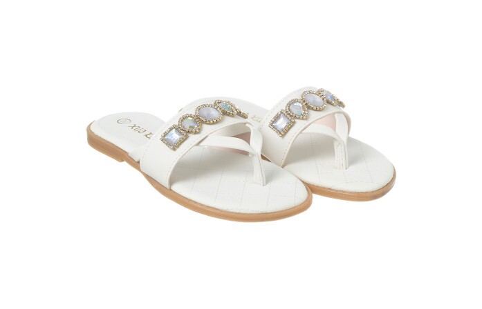 Sandália Infantil Feminina Aquarela Strass Branco - Xuá Xuá