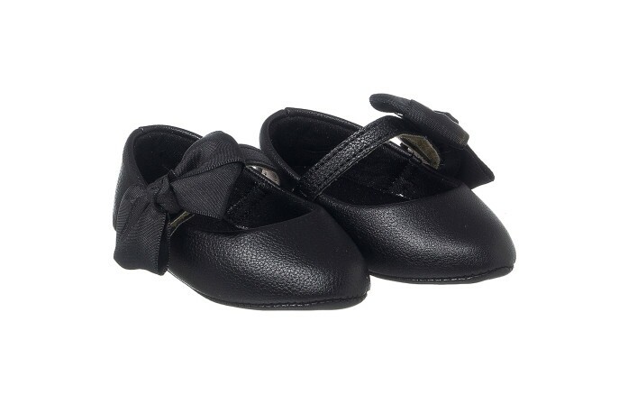 Sapatilha Infantil Feminina Bico Fino Mini-Me Laço Preto - Xuá Xuá