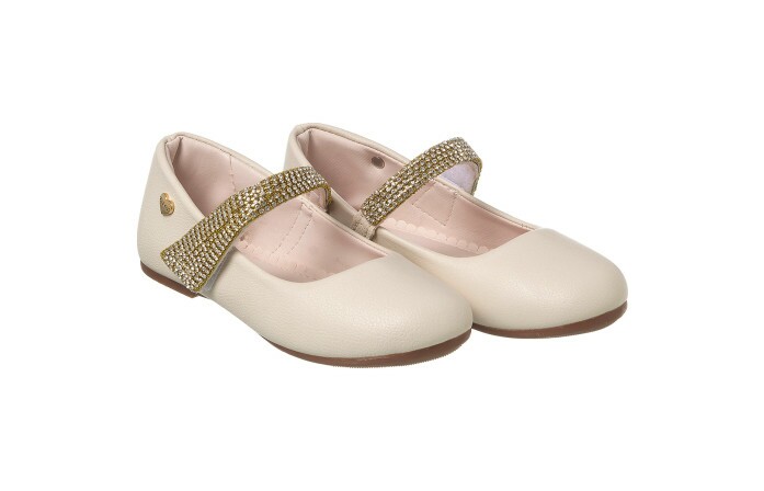 Sapatilha Infantil Feminina Charlotte Strass Offwhite - Xuá Xuá