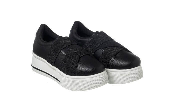 Tênis Infantil Feminino Flat Magic Elásticos Preto - Xuá Xuá