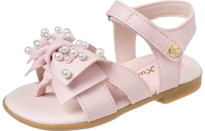 Sandália Infantil Feminina Adoleta Laço Pérolas Nude
