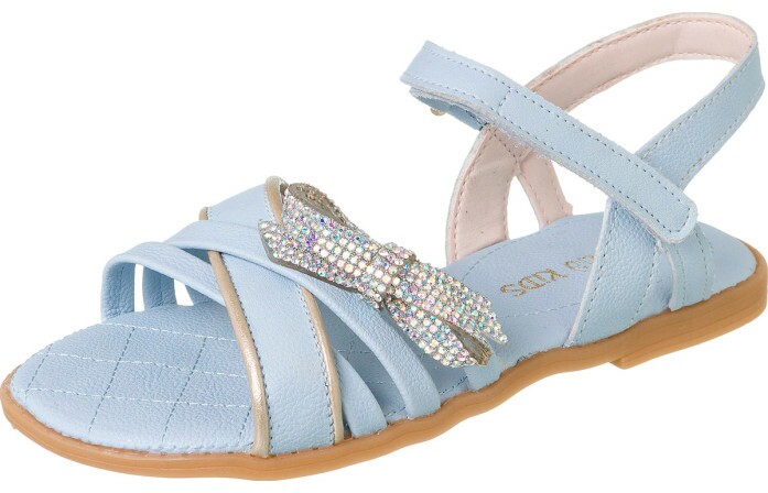 Sandália Infantil Feminina Aquarela Strass Azul Claro - Xuá Xuá