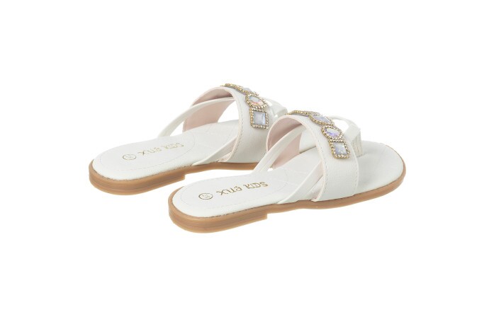 Sandália Infantil Feminina Aquarela Strass Branco - Xuá Xuá