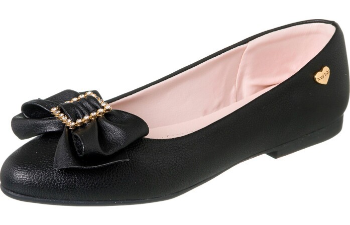 Sapatilha Infantil Feminina Bailarina Strass Preto - Xuá Xuá