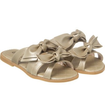 Sandália Infantil Feminina Aquarela Laços Ouro - Xuá Xuá