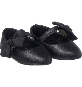 Sapatilha Infantil Feminina Bico Fino Mini-Me Laço Preto - Xuá Xuá