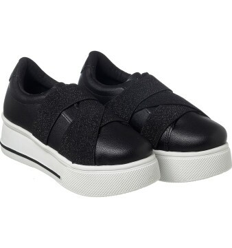 Tênis Infantil Feminino Flat Magic Elásticos Preto - Xuá Xuá