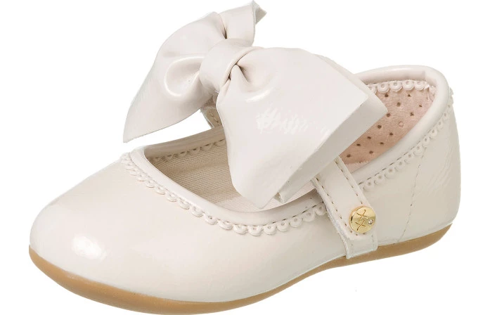 Sapatilha Infantil Feminina Little Woman Laço Offwhite