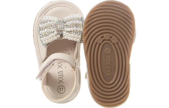 Sandália Infantil Feminina Bambina Pérolas Offwhite - Xuá Xuá