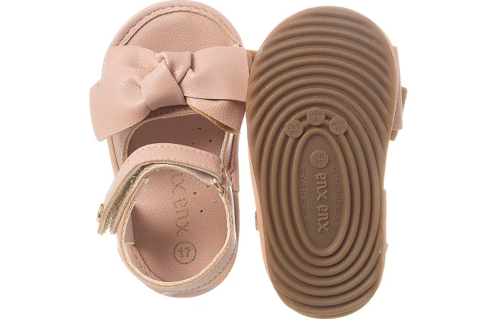 Sandália Infantil Feminina Bambina Laço Rosé - Xuá Xuá