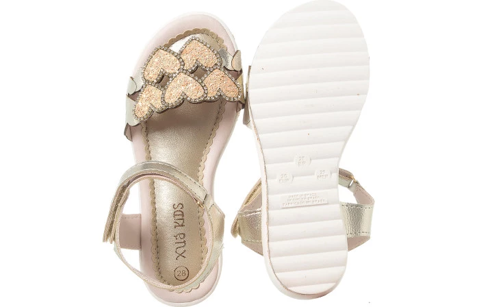 Sandália Infantil Feminina Flat Comfort Coração Ouro - Xuá Xuá