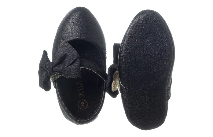 Sapatilha Infantil Feminina Bico Fino Mini-Me Laço Preto - Xuá Xuá