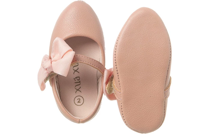 Sapatilha Infantil Feminina Bico Fino Mini-Me Laço Rosé - Xuá Xuá