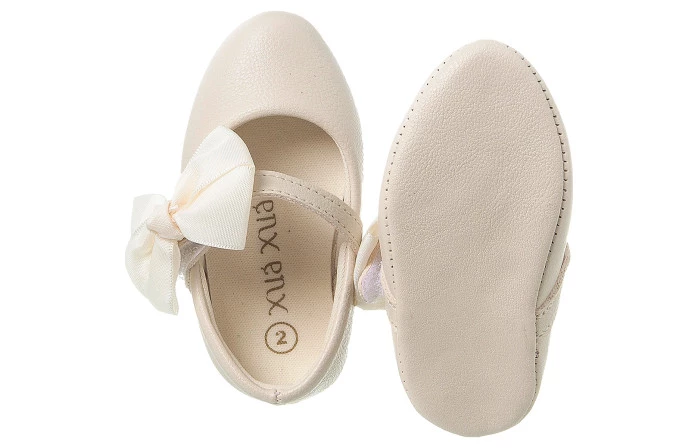Sapatilha Infantil Feminina Bico Fino Mini-Me Laço Offwhite - Xuá Xuá