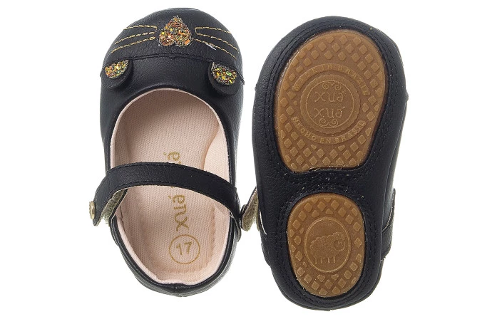 Sapatilha Infantil Feminina Baby Star Gatinho Preto - Xuá Xuá