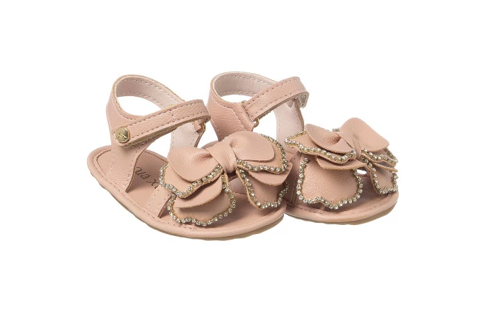 Sandália Infantil Feminina Bambina Laço Strass Rosé - Xuá Xuá