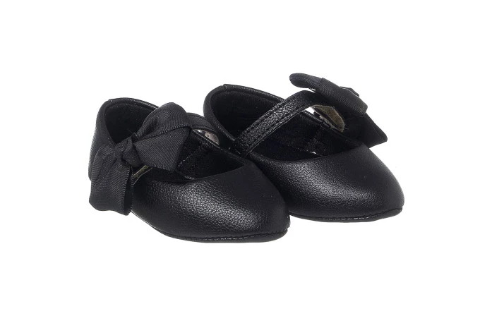 Sapatilha Infantil Feminina Bico Fino Mini-Me Laço Preto - Xuá Xuá