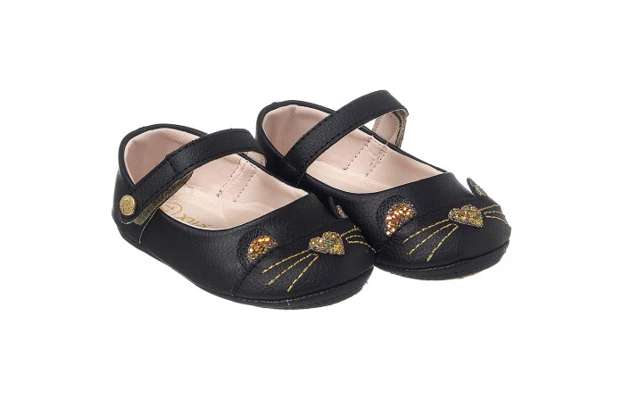 Sapatilha Infantil Feminina Baby Star Gatinho Preto - Xuá Xuá