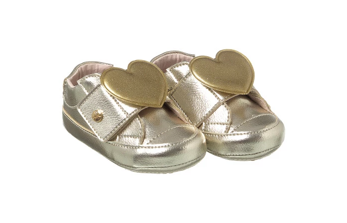 Tênis Infantil Feminino Baby Style Coração Ouro - Xuá Xuá