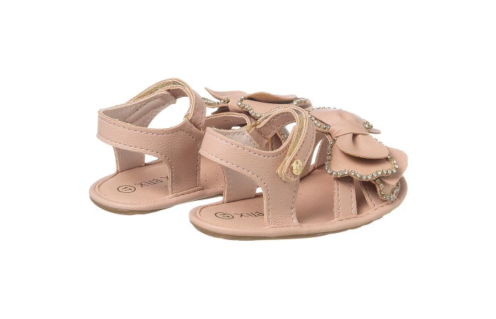 Sandália Infantil Feminina Bambina Laço Strass Rosé - Xuá Xuá