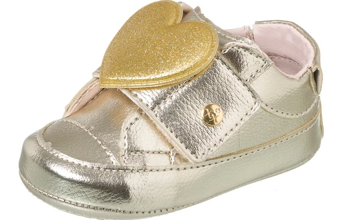 Tênis Infantil Feminino Baby Style Coração Ouro - Xuá Xuá