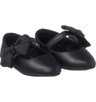 Sapatilha Infantil Feminina Bico Fino Mini-Me Laço Preto - Xuá Xuá