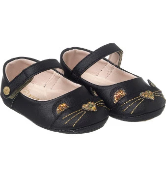 Sapatilha Infantil Feminina Baby Star Gatinho Preto - Xuá Xuá